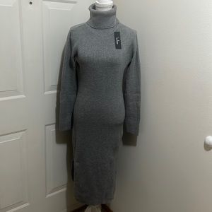 Lulu's Gray Long Sleeve Sweater Dress